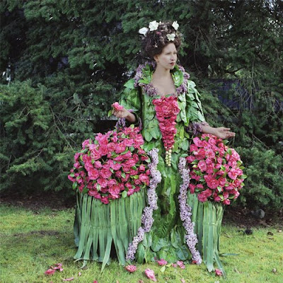 Clothes made of leaves and flowers