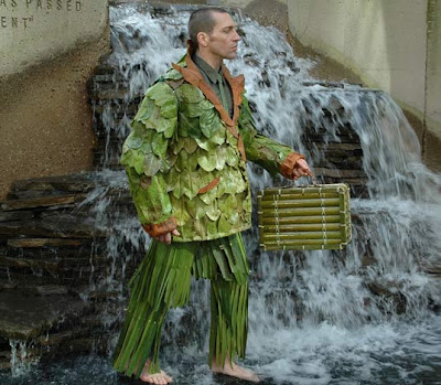 Clothes made of leaves and flowers