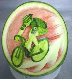 Watermelon carving art - seen at curiousphotos.blogspot.com