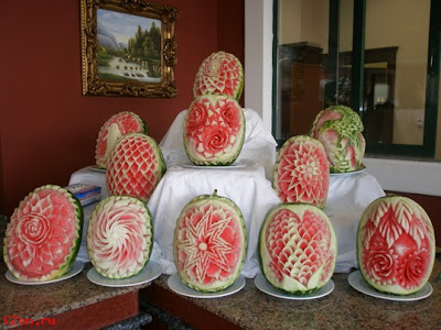 Watermelon carving art - seen at curiousphotos.blogspot.com