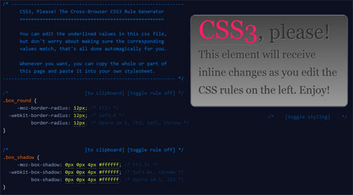 CSS3 Rule Generator CSS3 Rule Generator