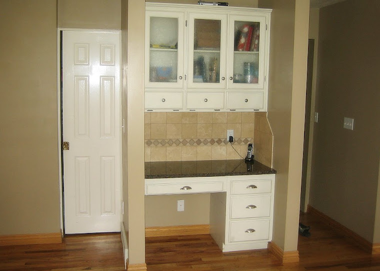 Kitchen Desk and Pocket Door to Huge Pantry