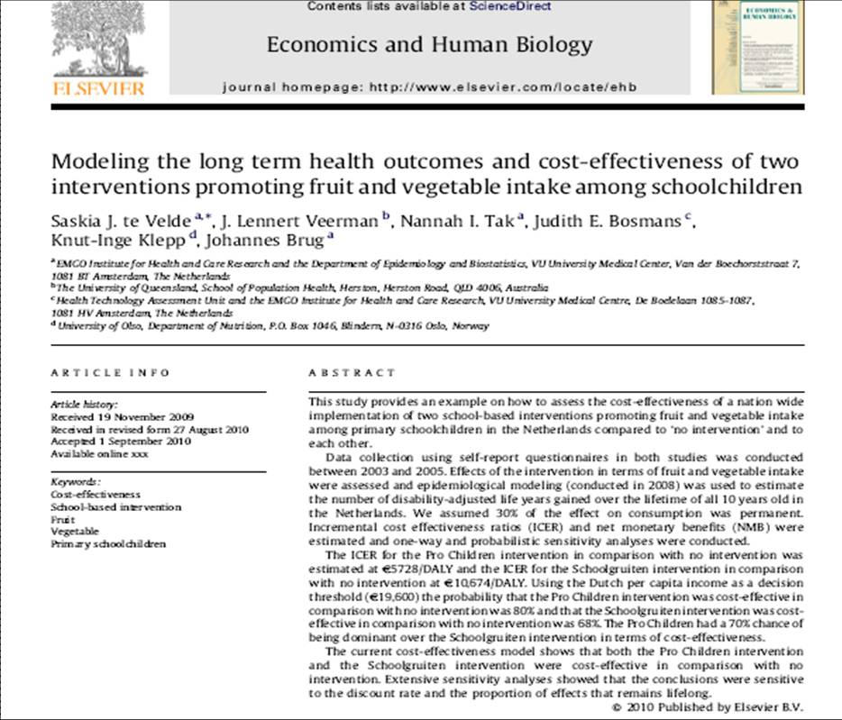 Johannes Brug Phd The Cost Effectiveness Of Health Education And
