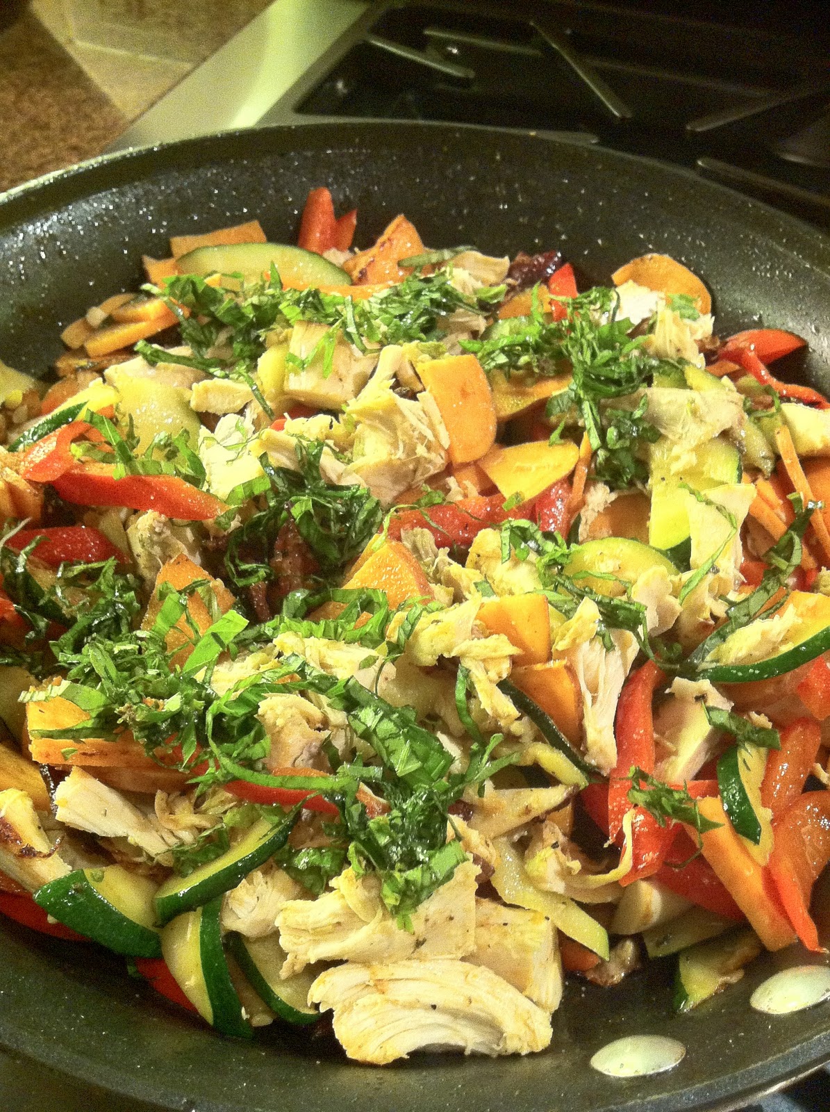 Jen's Gone Paleo Chicken Hash w/Bacon, Vegetables, and Basil