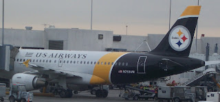 a plane parked at an airport