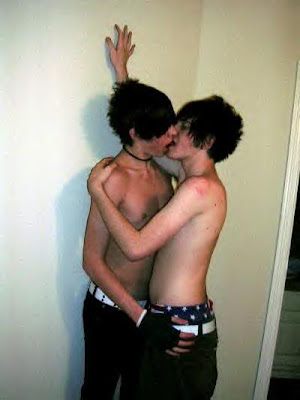 Cute Teen EMo boys kissing affectionately