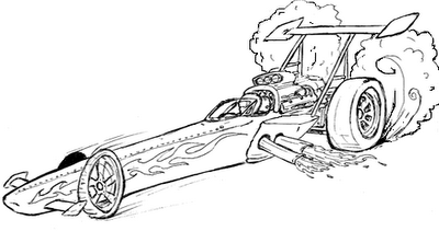 Desenho de carro de corrida antigo para colorir