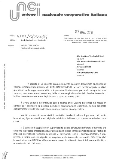 CIRCOLARE VALIDITA' CCNL UNCI (clicca sulla pagina)