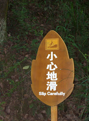sign in Leshan - "Slip carefully"
