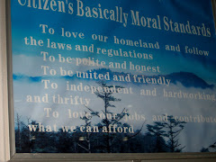 sign in the bus station - "Basically Moral Standards for Citizens"