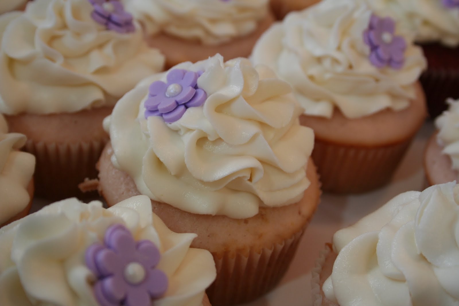 Sweet Grace, Cake Designs Bridal Shower Cupcakes with Lavender Fondant Flower