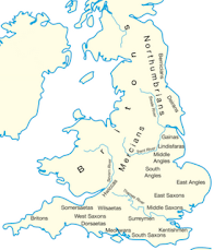 Mapa de los reinos anglosajones