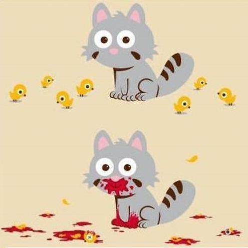humor grafico. gato. cuidado con los huevos