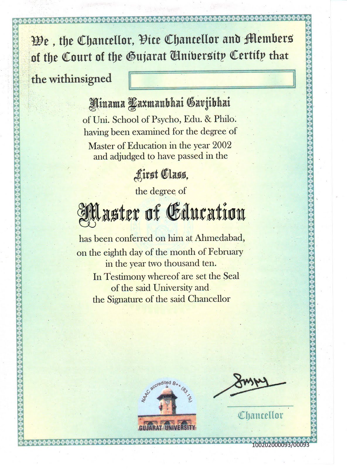 L.G. Ninanma Faculty Of B.Ed College Dahod B.Ed & M.Ed Degree