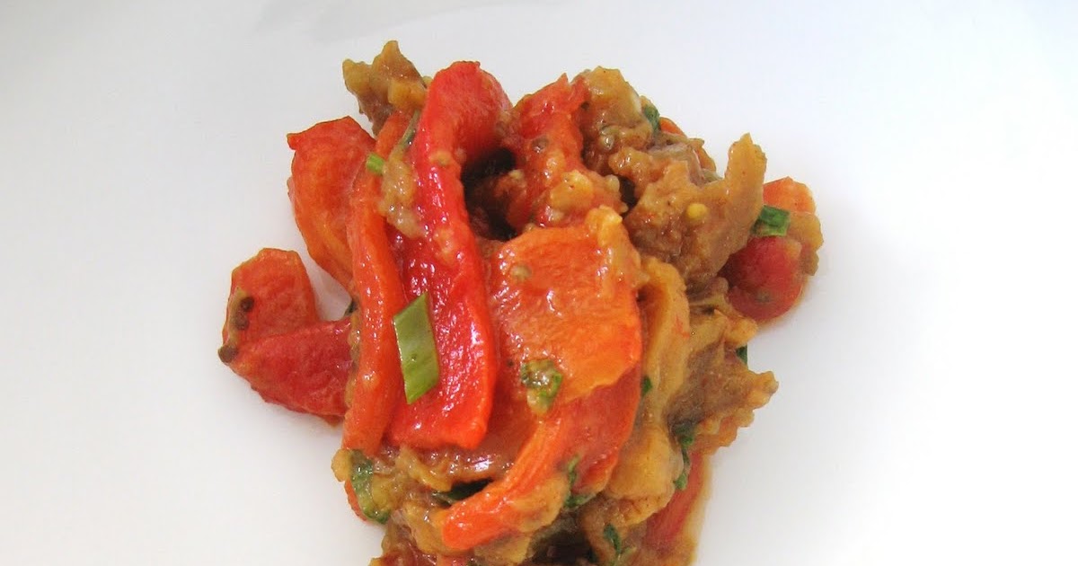 Eggplant, bell peppers and cherry tomatoes Moroccan salad