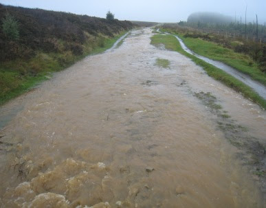 Flood water running down from High Lane High Lane