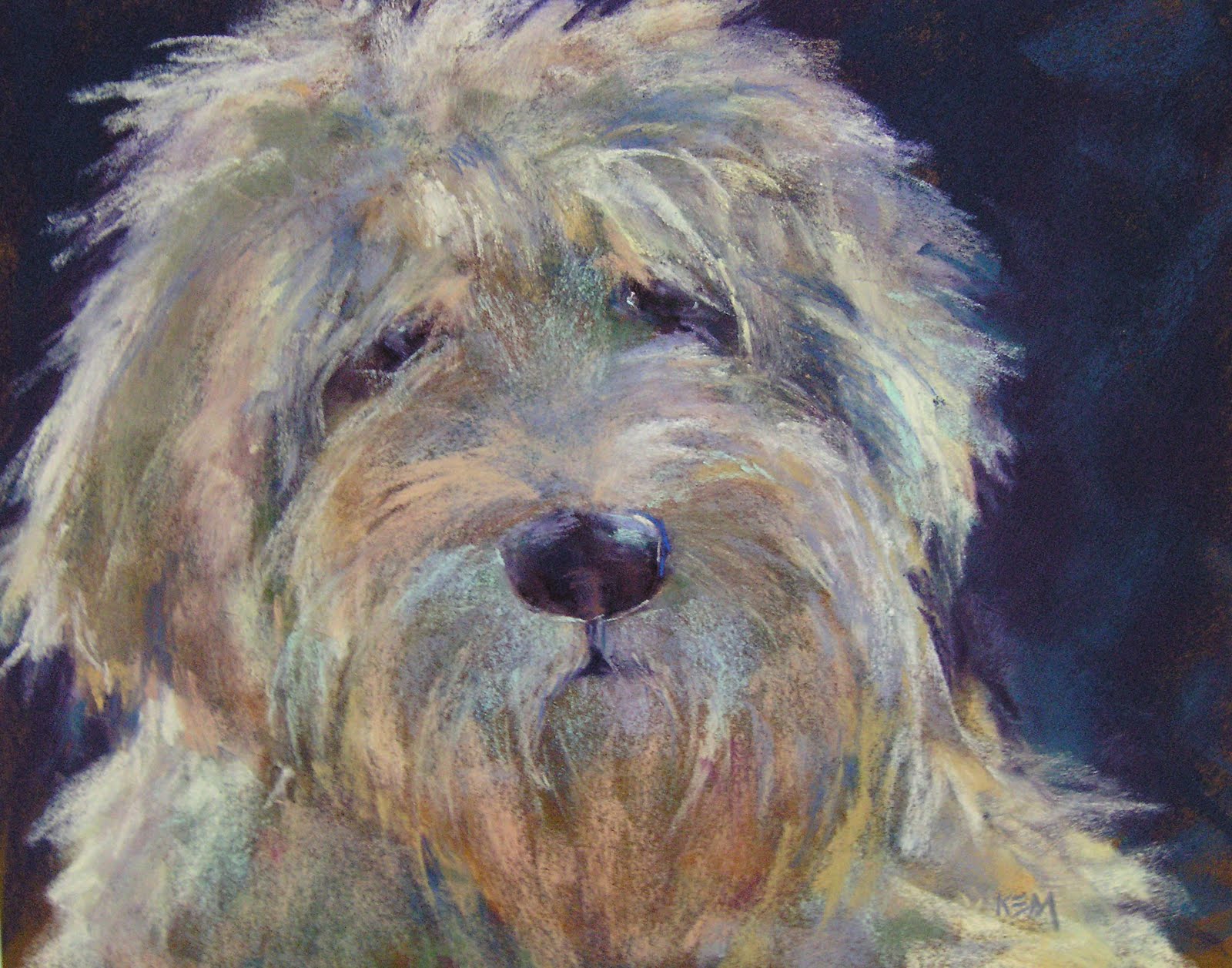 Painting My World Goldendoodle Painting pastel 11x14