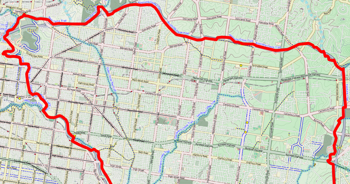 Melbourne Bike Routes Looping Circuits 65km Eastern Suburbs Creek Loop
