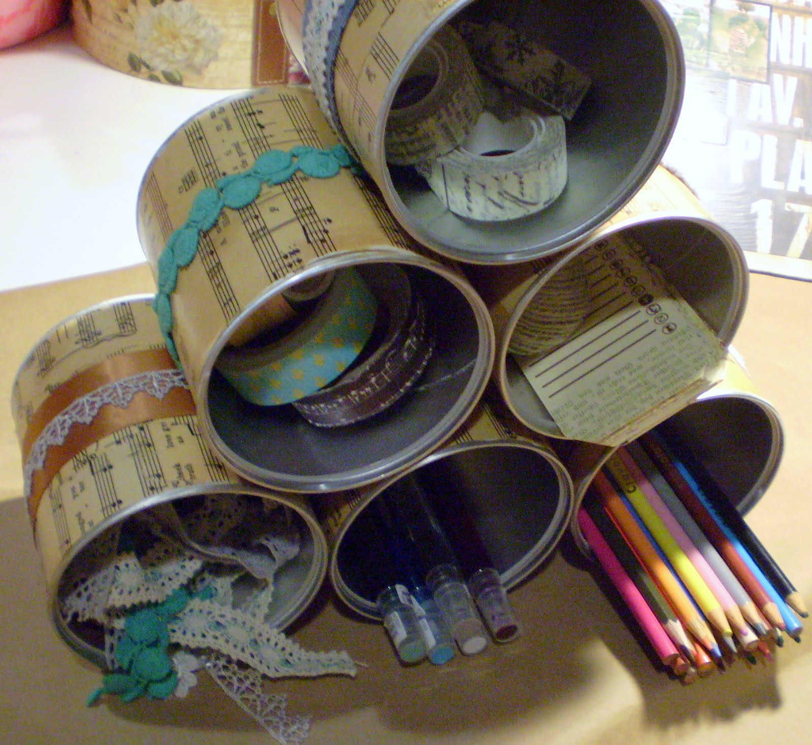My Crafty Friend Jen Recycled Tin Cans Crafty Organizer Tutorial