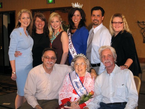 A group photo with Marquis Springfield Queen Ilabelle Oden with her two sons at the Rose Queen Tea