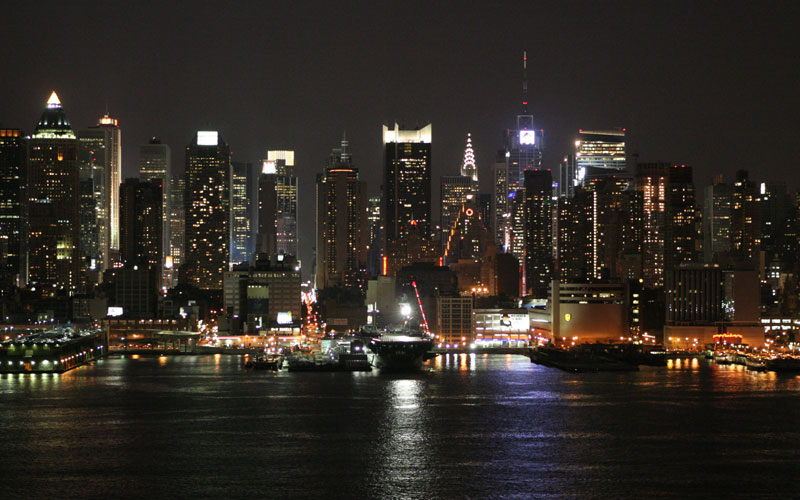 new york city at night. new york city skyline at night