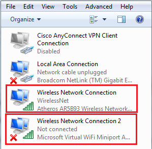 Microsoft Virtual Wifi Miniport Adapter 2   Windows 7 -  10