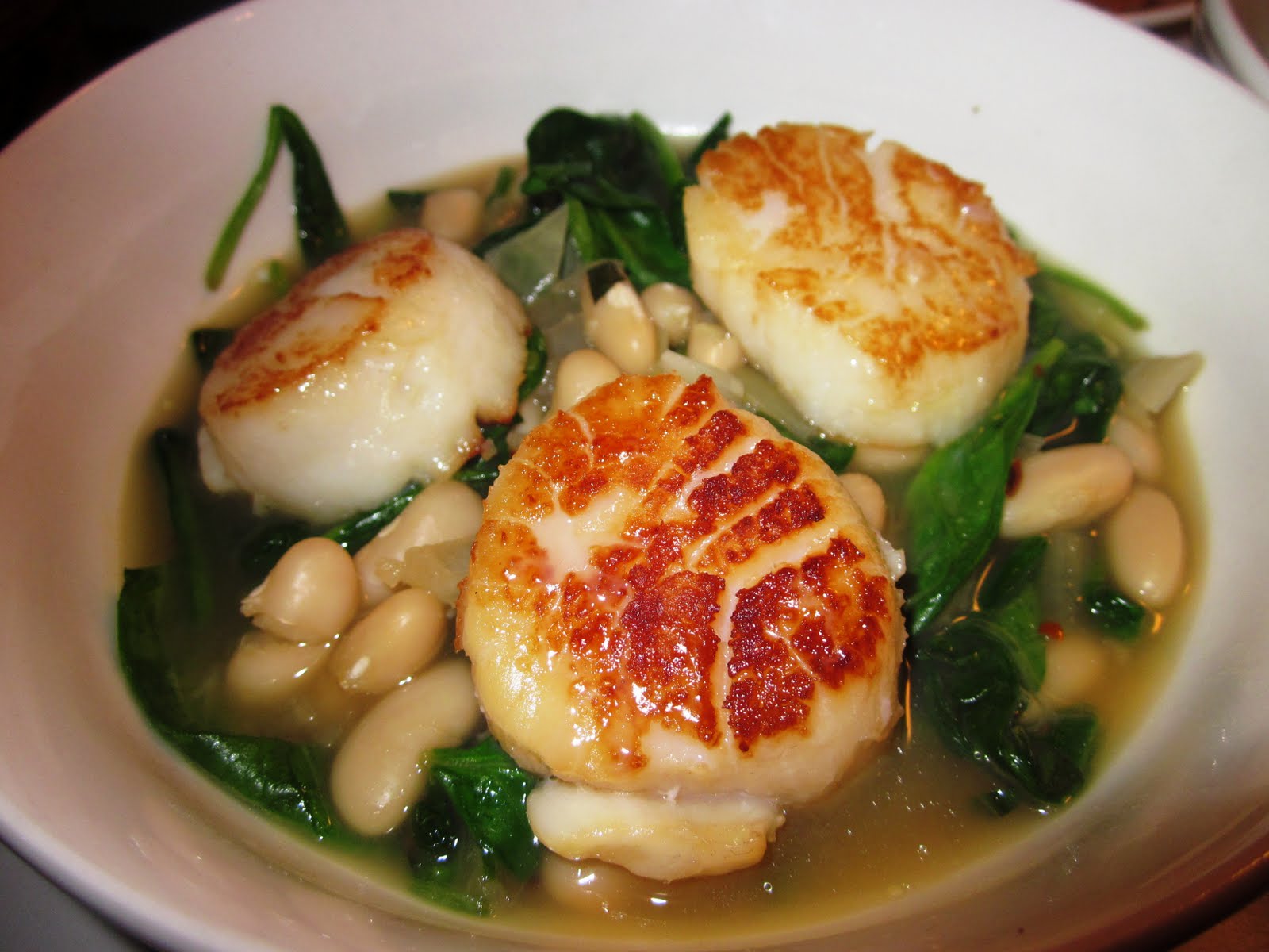 Indulge Inspire Imbibe Seared Scallops with Warm Tuscan Beans
