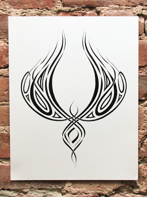 Pen and ink phoenix tribal by Elaine Espinosa