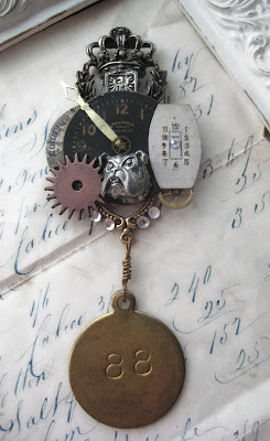 Recycled Vintage Jewelry on Recycled Brooch Jewelry Bull Dog Jewellery Pin Antique Pocket Watch