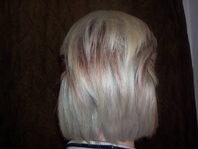 Tanya wanted to add some Flame peek a boos in her beautiful Platnium Blonde.