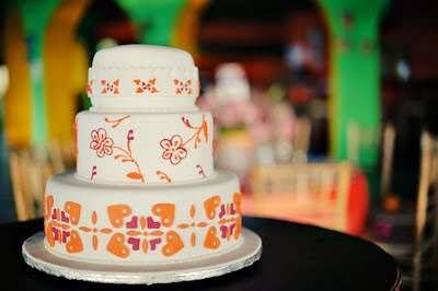 /B
The Cake
Ashley had chosen 3 different cake designs as her favorite which were all super different from each other - but we combined the best part of each of those cakes, as well as adding-in the accent on the bottom layer which was the same pattern as the cocktail candles and the reception candle screens. Memo, of course, rocked the design and holy cow the chocolate cake Naef did was literally TO DIE FOR. YUMMMMY.
![Click the image to open in full size.