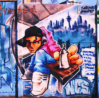 graffiti mural, wall street, 