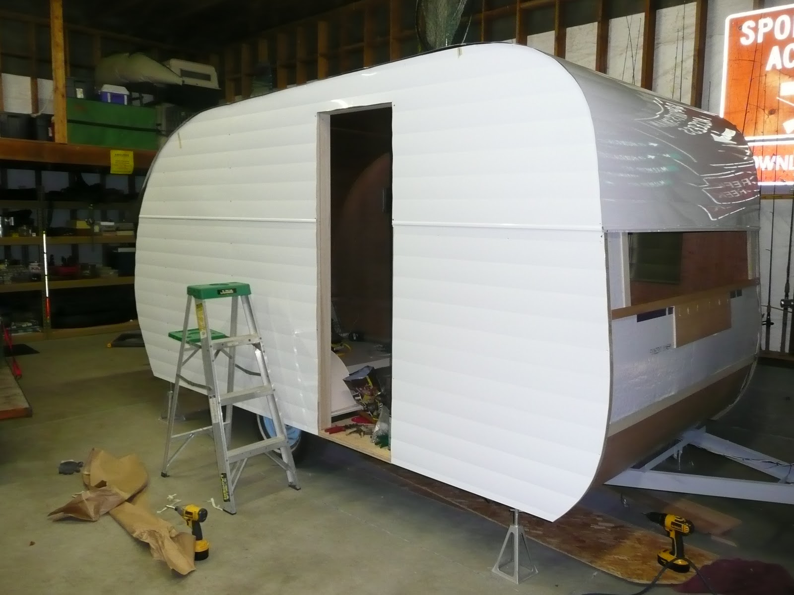 1958 Westerner Travel Trailer The new siding is on!!!
