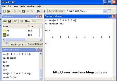 penyelesaian transformasi fourier dengan program matlab