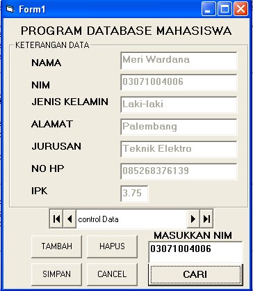 Contoh visual basic 6. 0 database