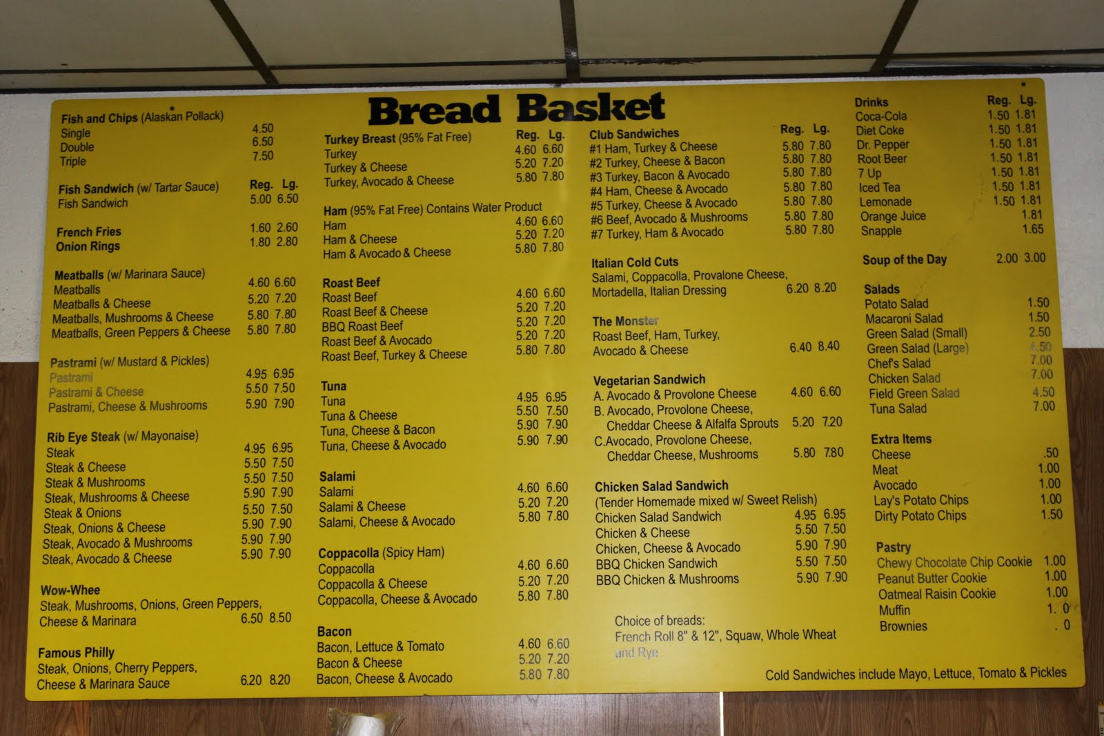 deli menu board