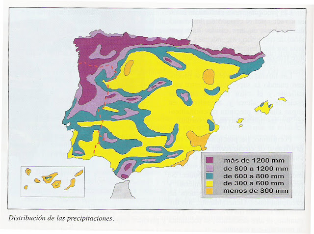Recursos: Practica: la distribución de las precipitaciones en la España  Peninsular.
