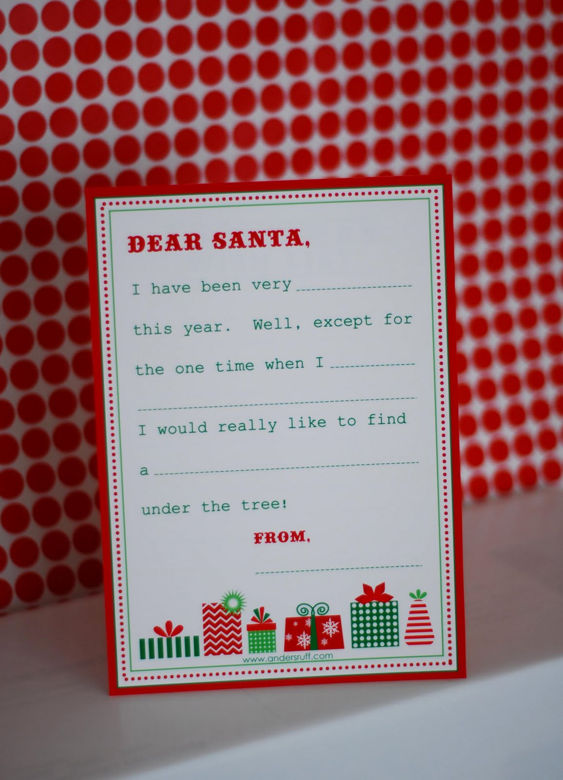 Free Printable: Letter to Santa, Wish List and Gift Tags! - Anders Ruff
