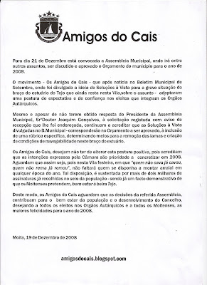 Comunicado dos Amigos do Cais
