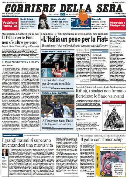 edicolaitaliana Il Corriere della Sera 25 Ottobre 2010