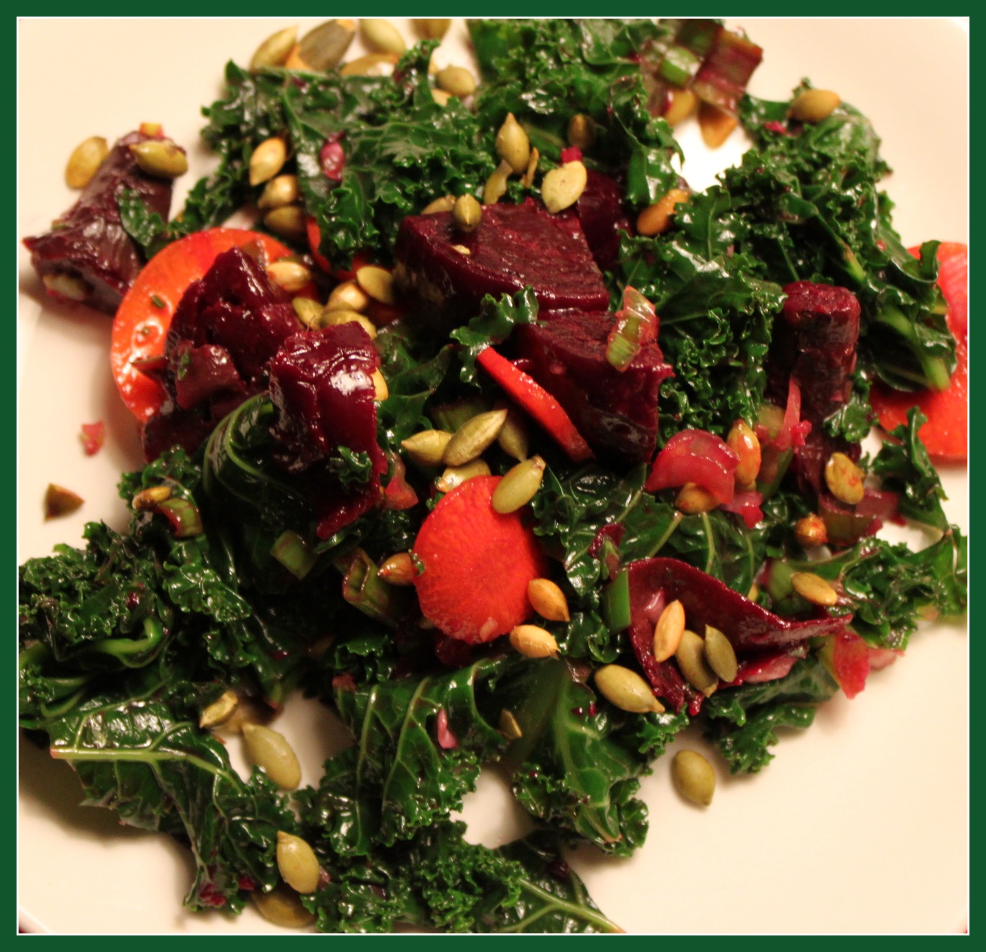 Mud Pies and Froggy Tales Kale and Beet Salad with MustardBalsamic