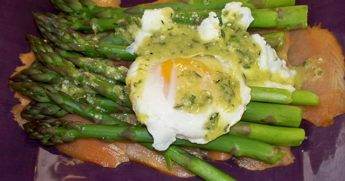 The Purple Cook Stacked Asparagus, Salmon, Poached Egg Salad