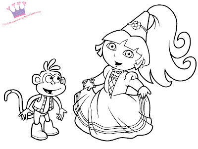 Dora Coloring on Dora The Explorer As A Princess She Is Ready To Print And Color