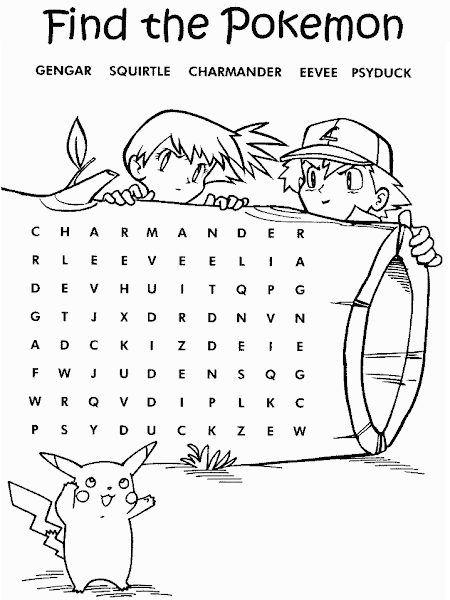 Pokemon Printable Coloring Pages Activity