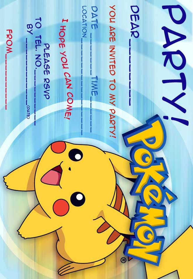 POKEMON COLORING PAGES: POKEMON FREE PARTY INVITATIONS | Pokemon