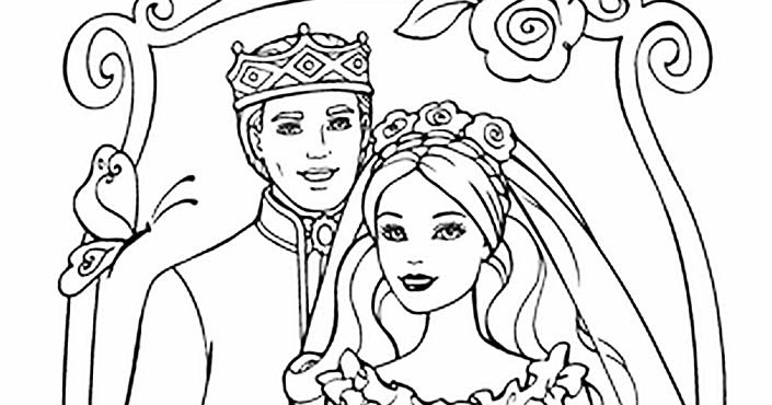 BARBIE COLORING PAGES: WEDDING DAY BARBIE IN BRIDAL GOWN COLORING PAGES