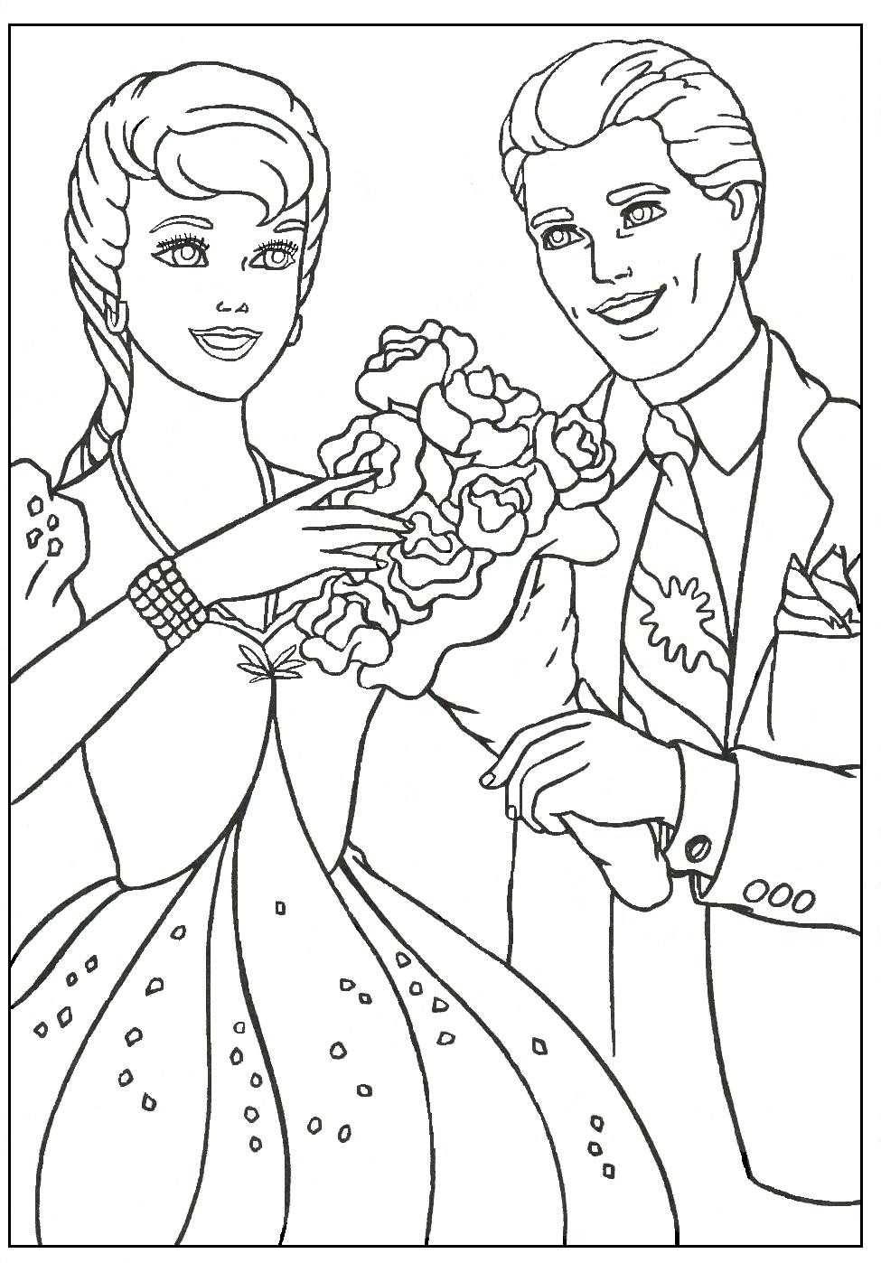 BARBIE COLORING PAGES: KEN AND BARBIE - MATTEL'S PERFECT COUPLE COLORING