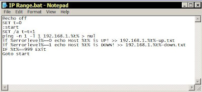 Batch file to test ip address range. | All About Networking.