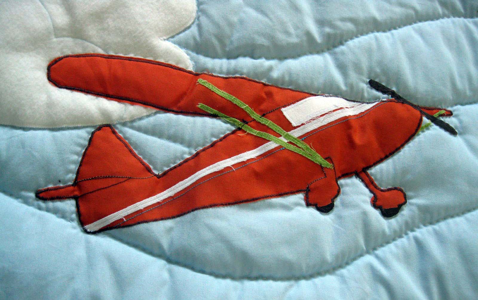 Running With Scissors Mom Feature Airplane Applique Quilt