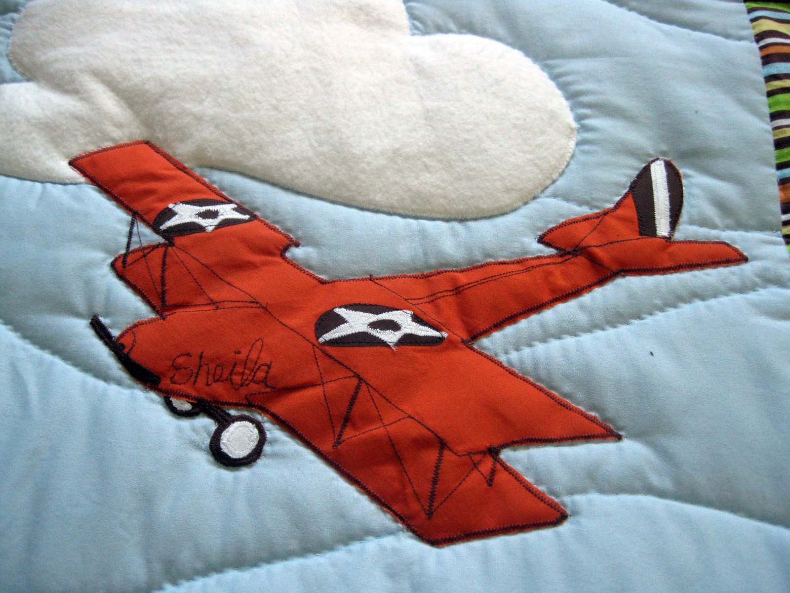Running With Scissors Mom Feature Airplane Applique Quilt